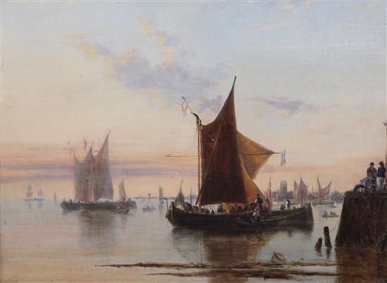 School of Pieter Christiaan Dommersen (1865-1913) Shipping in harbour, 12 x 16in.